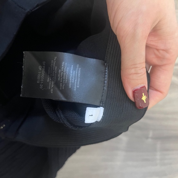 Sandro Paris Black Eyelet-Detail Pleated Skirt | Size 1 - Picture 3 of 3